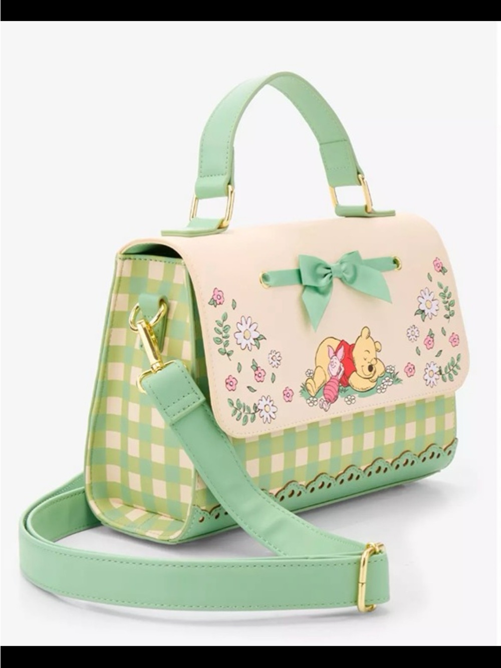 NWT Loungefly Disney Winnie the Pooh Floral Gingham Handbag - Exclusive - Picture 2 of 6